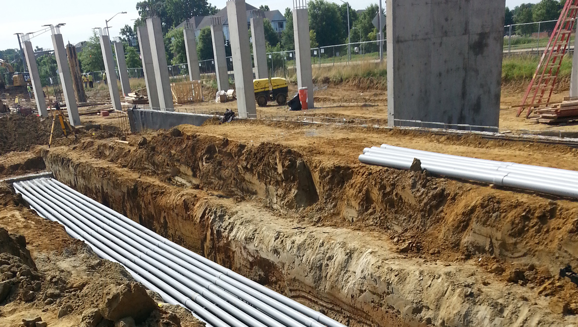 Largo Town Center - duct bank before concrete encasement